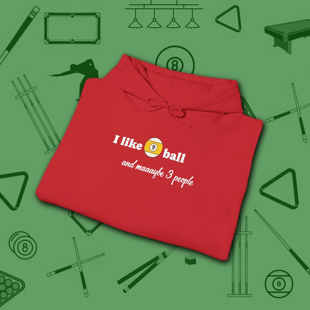 Pool Over People Hoodie, in Red color, billiards shirt, folded view