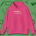 Pool Over People Hoodie, in Heliconia color, billiards shirt, front view