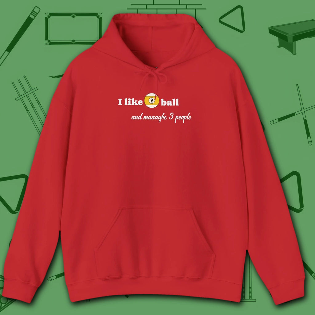 Pool Over People Hoodie, in Red color, billiards shirt, front view