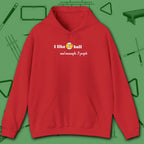 Pool Over People Hoodie, in Red color, billiards shirt, front view