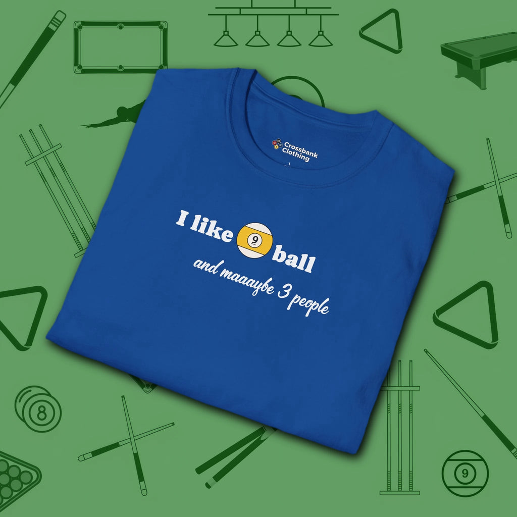 Pool Over People T-Shirt, in Royal color, billiards shirt, folded view