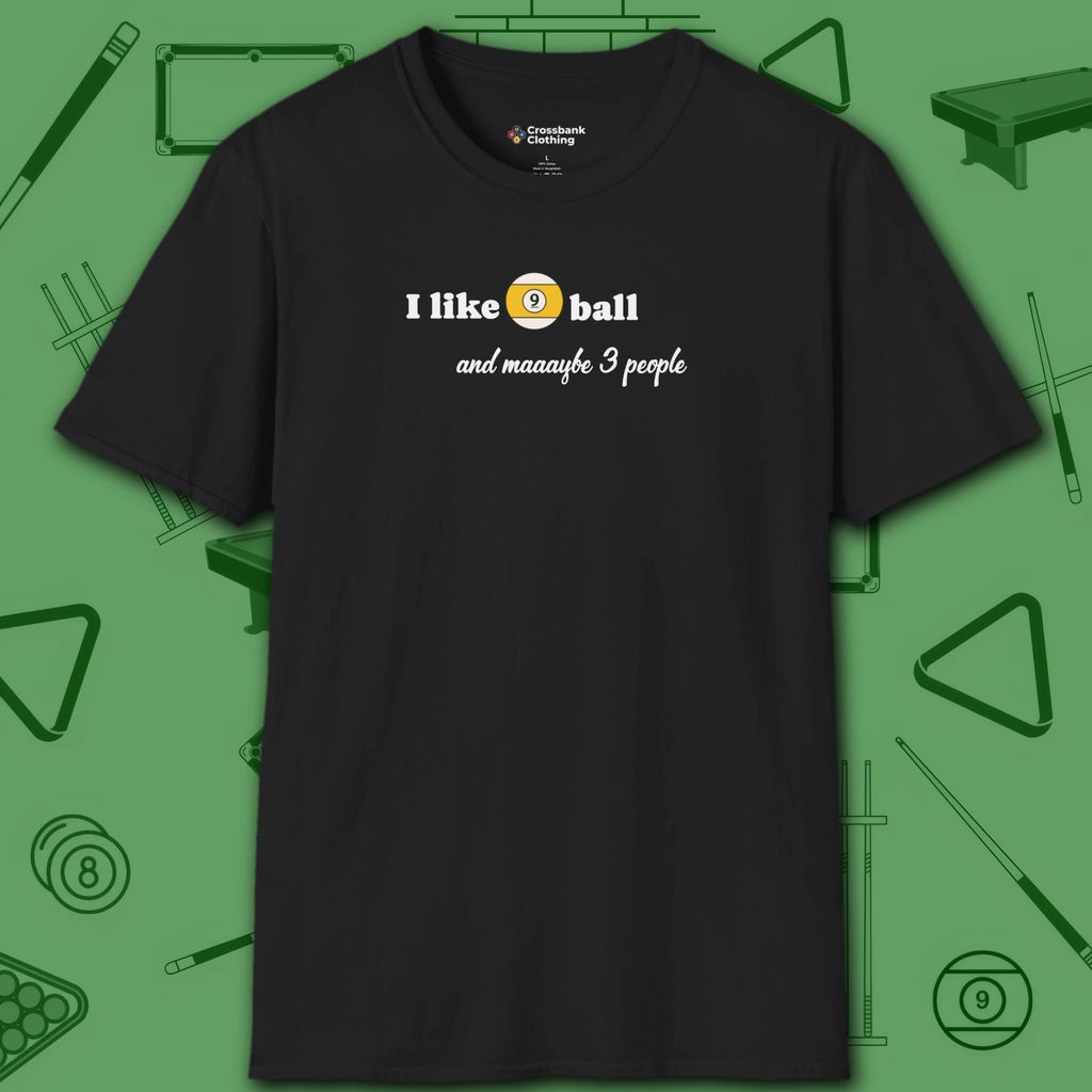 Pool Over People T-Shirt, in Black color, billiards shirt, front view