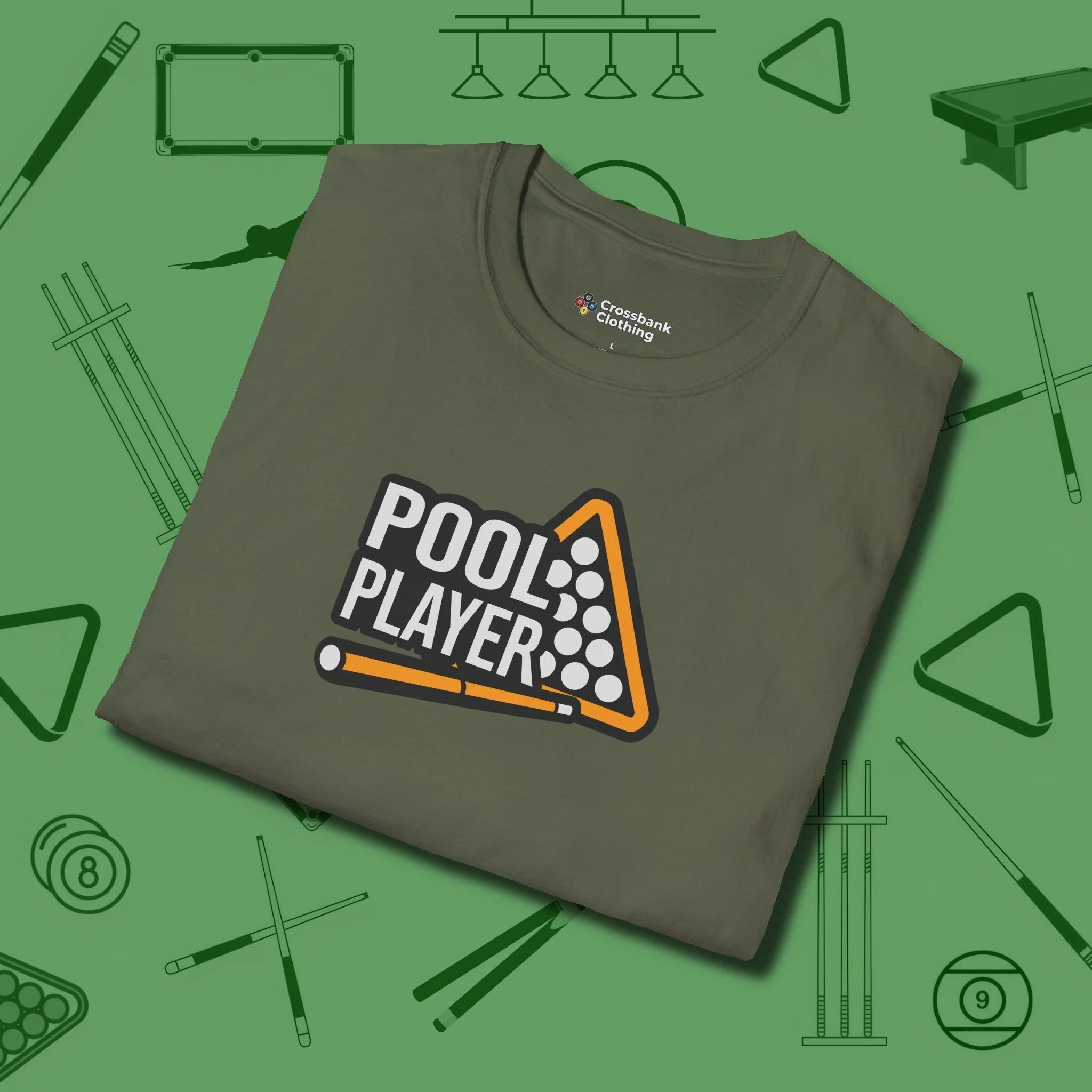 T-Shirt, folded view, in Military Green table-tested, street-approved style
