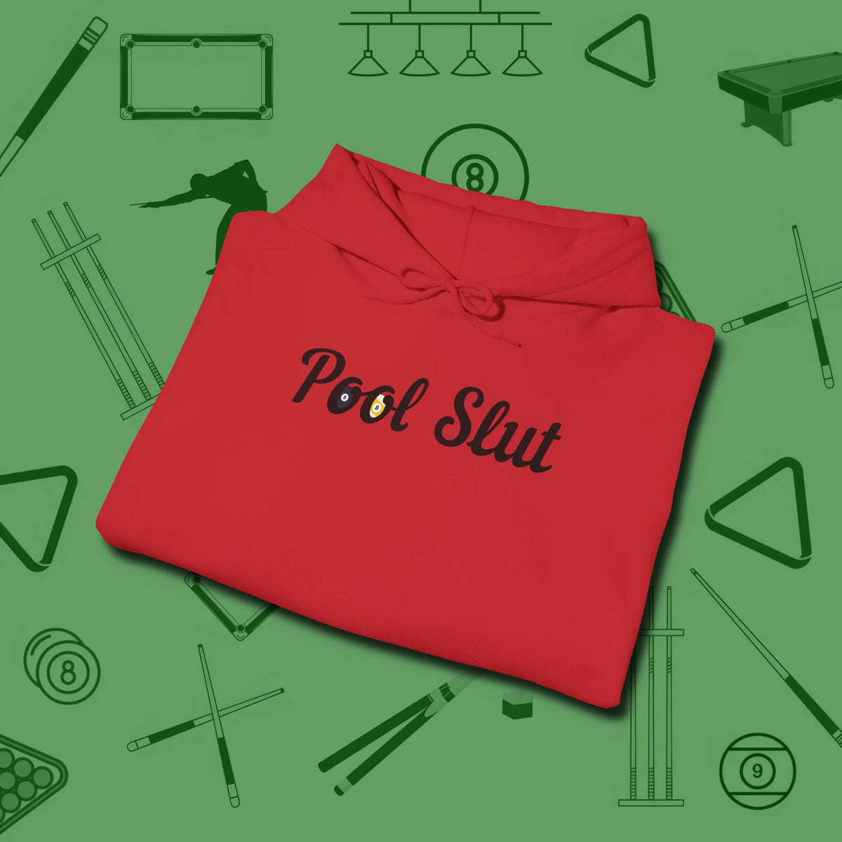 Slut Hoodie, folded view, in Red your go-to shirt for league night victories
