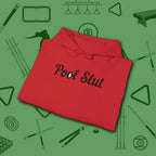 Pool Slut Hoodie, in Red color, billiards hoodie, folded view