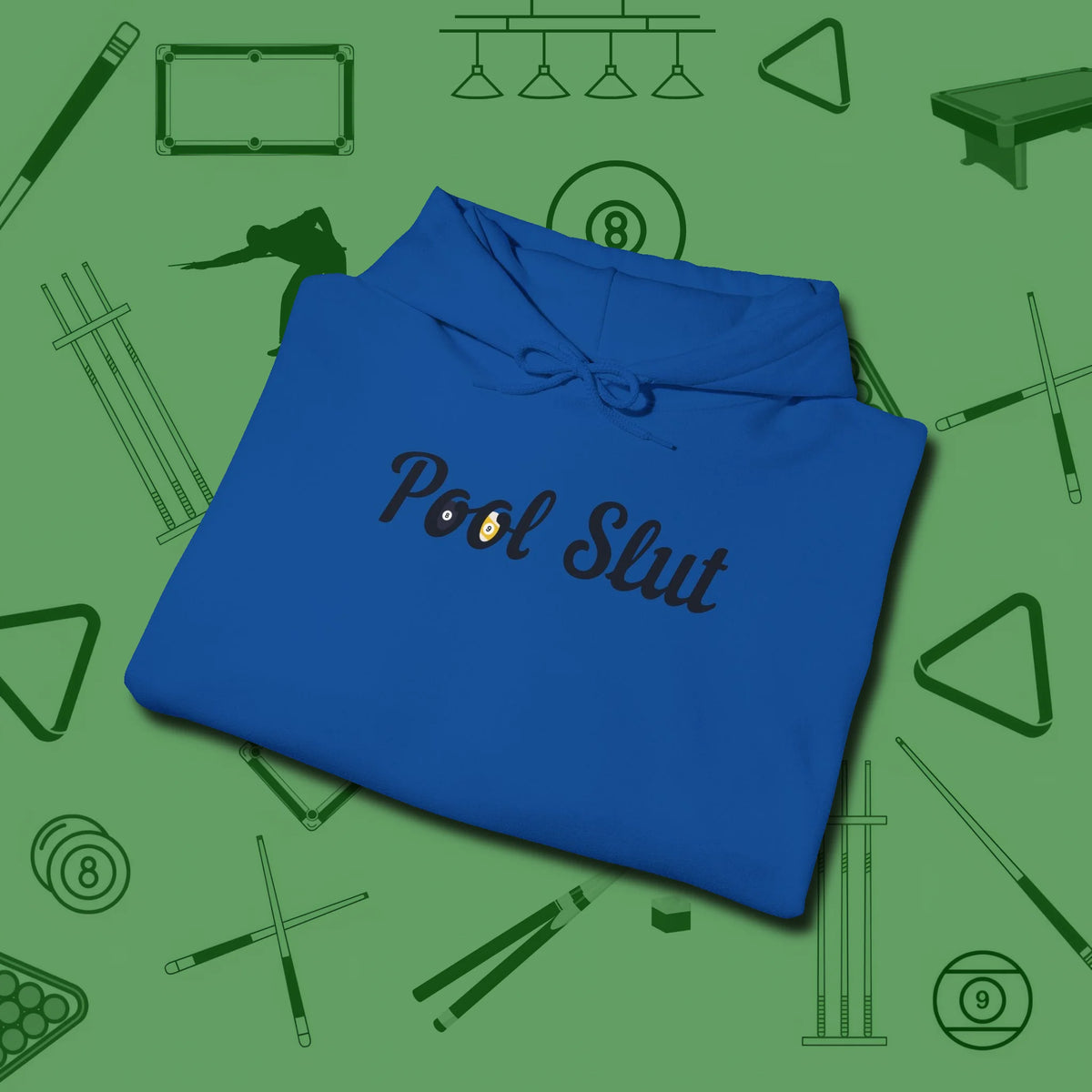 Slut Hoodie, folded view, in Royal because you don’t just play — you represent