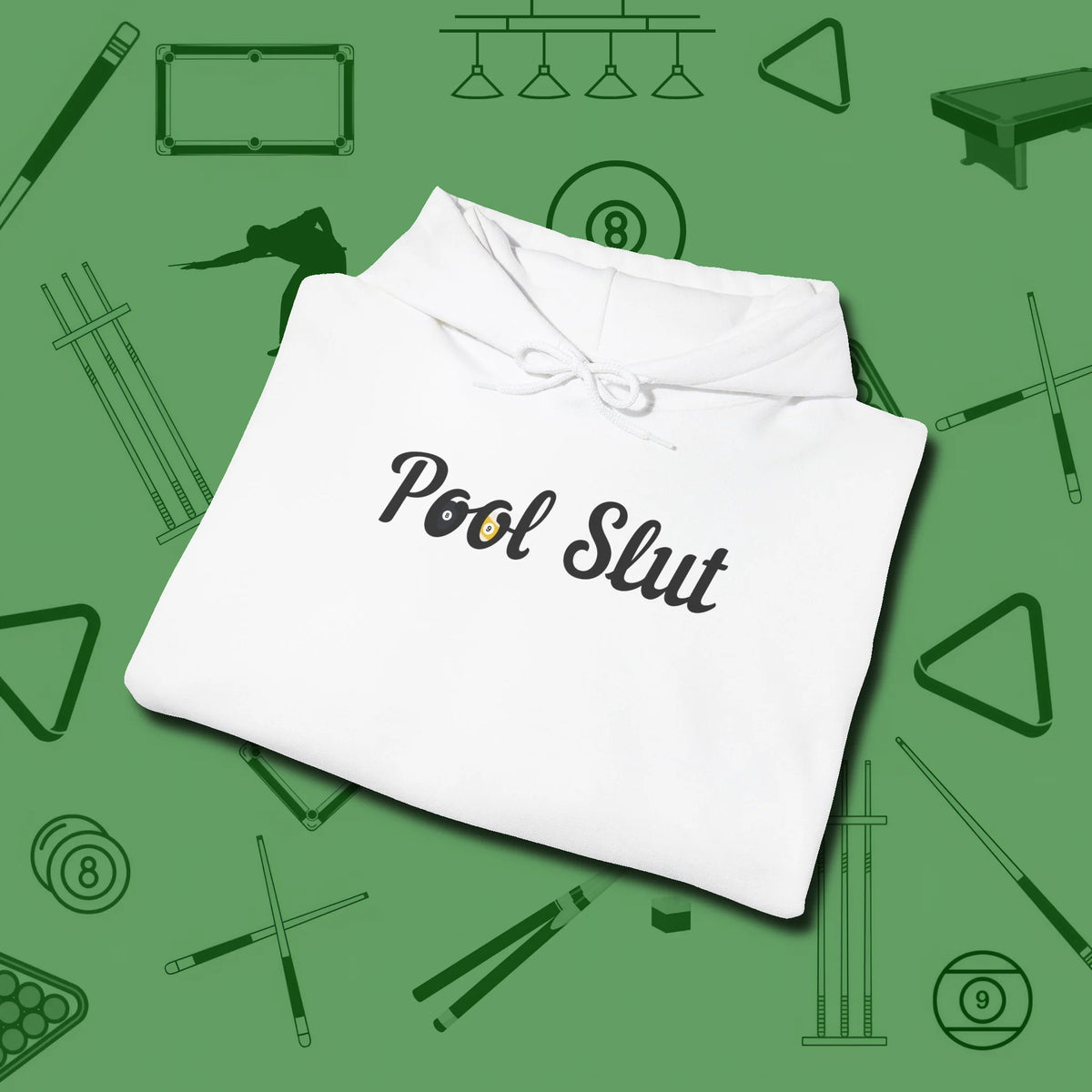 Slut Hoodie, folded view, in White confidence stitched in every seam