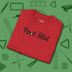 Pool Slut T-Shirt, in Red color, billiards shirt, folded view
