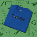 Pool Slut T-Shirt, in Royal color, billiards shirt, folded view