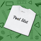 Pool Slut T-Shirt, in White color, billiards shirt, folded view