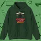 Pool Wisdom Hoodie, in Forest Green color, billiards hoodie, front view