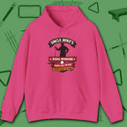 Pool Wisdom Hoodie, in Heliconia color, billiards hoodie, front view