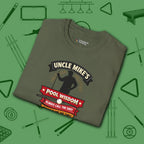 Pool Wisdom T-Shirt, in Military Green color, billiards shirt, folded view