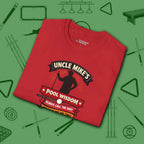 Pool Wisdom T-Shirt, in Red color, billiards shirt, folded view