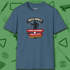 Pool Wisdom T-Shirt, in Indigo Blue color, billiards shirt, front view