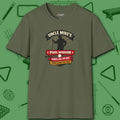 Pool Wisdom T-Shirt, in Military Green color, billiards shirt, front view