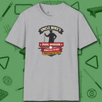 Pool Wisdom T-Shirt, in Sport Grey color, billiards shirt, front view