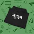 Poolhall Legend Hoodie, in Black color, billiards hoodie, folded view