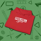 Poolhall Legend Hoodie, in Red color, billiards hoodie, folded view