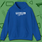 Poolhall Legend Hoodie, in Royal color, billiards hoodie, front view