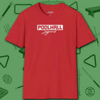 Poolhall Legend T-Shirt, in Red color, billiards shirt, front view