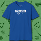 Poolhall Legend T-Shirt, in Royal color, billiards shirt, front view
