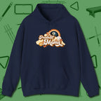 Poolhall Mama Hoodie, front view, in Navy for shooters who dress like they play: sharp