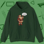 Poolhall Santa Hoodie, front view, in Forest Green the official uniform of the after-hours crew