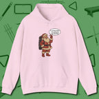 Poolhall Santa Hoodie, front view, in Light Pink cue up respect every time you wear it
