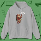 Poolhall Santa Hoodie, front view, in Sport Grey where cue control meets personal style