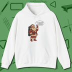 Poolhall Santa Hoodie, front view, in White because pool isn’t just a game — it’s who you are
