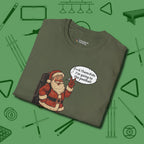 Poolhall Santa T-Shirt, folded view, in Military Green ideal for clean hits and clean fits