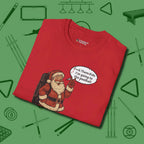 Poolhall Santa T-Shirt, folded view, in Red the official uniform of the after-hours crew