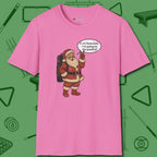 Poolhall Santa T-Shirt, front view, in Azalea styled to dominate from rack to run-out