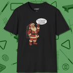 Poolhall Santa T-Shirt, front view, in Black where style and cue discipline collide
