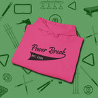 Power Break Customizable Year Hoodie, folded view, in Heliconia the official uniform of the after-hours crew