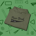 Power Break Customizable Year Hoodie, folded view, in Military Green smart apparel for strategic players