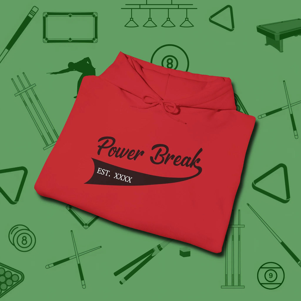 Power Break Customizable Year Hoodie, folded view, in Red built for bold breaks and quiet confidence