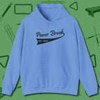 Power Break Customizable Year Hoodie, front view, in Carolina Blue clean lines for dirty minds