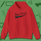 Power Break Customizable Year Hoodie, front view, in Red cue up respect every time you wear it