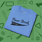 Power Break Customizable Year T-Shirt, folded view, in Carolina Blue cue sports swagger done right