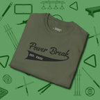 Power Break Customizable Year T-Shirt, folded view, in Military Green designed for dead stroke and deadpan looks
