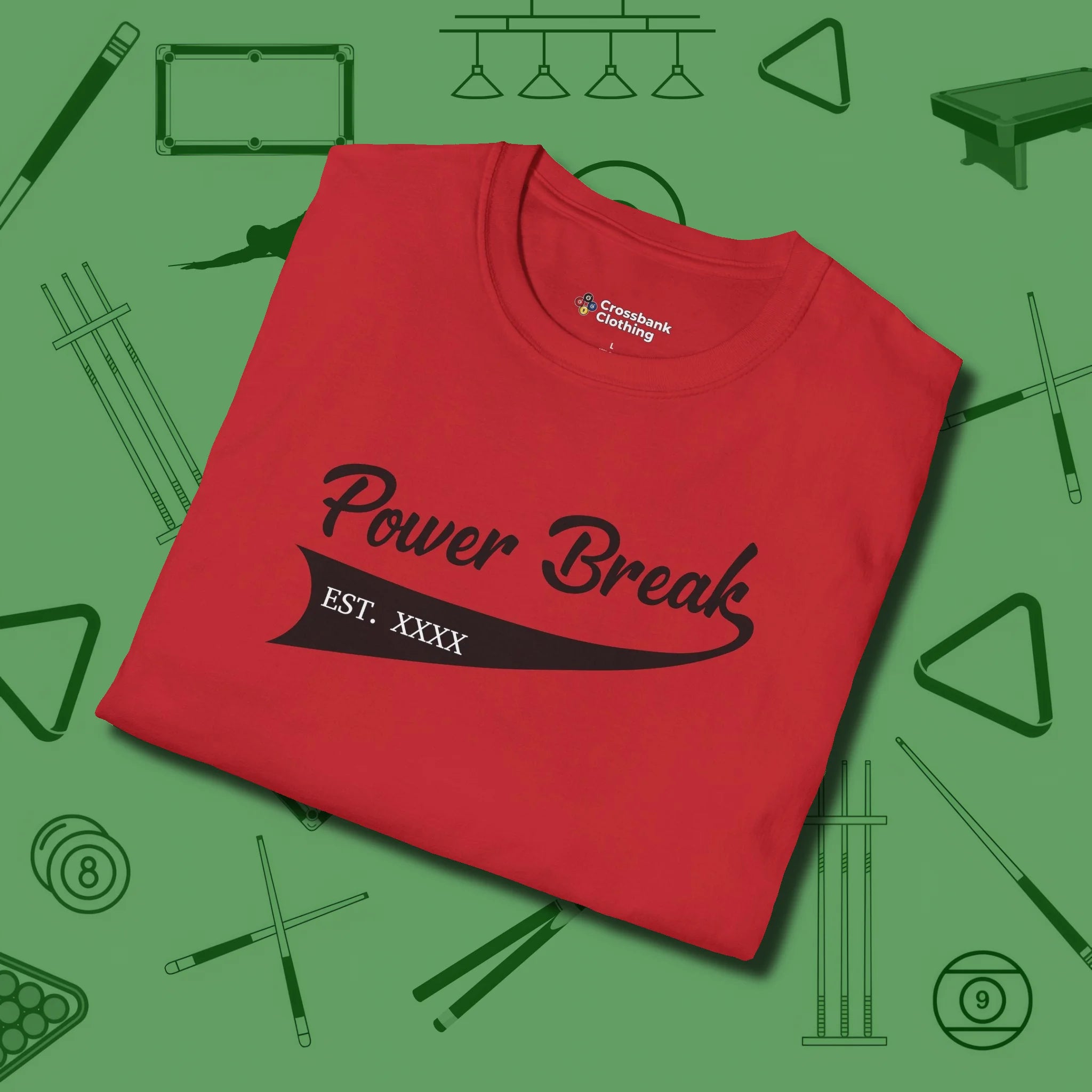 Power Break Customizable Year T-Shirt, folded view, in Red an extension of your pool persona
