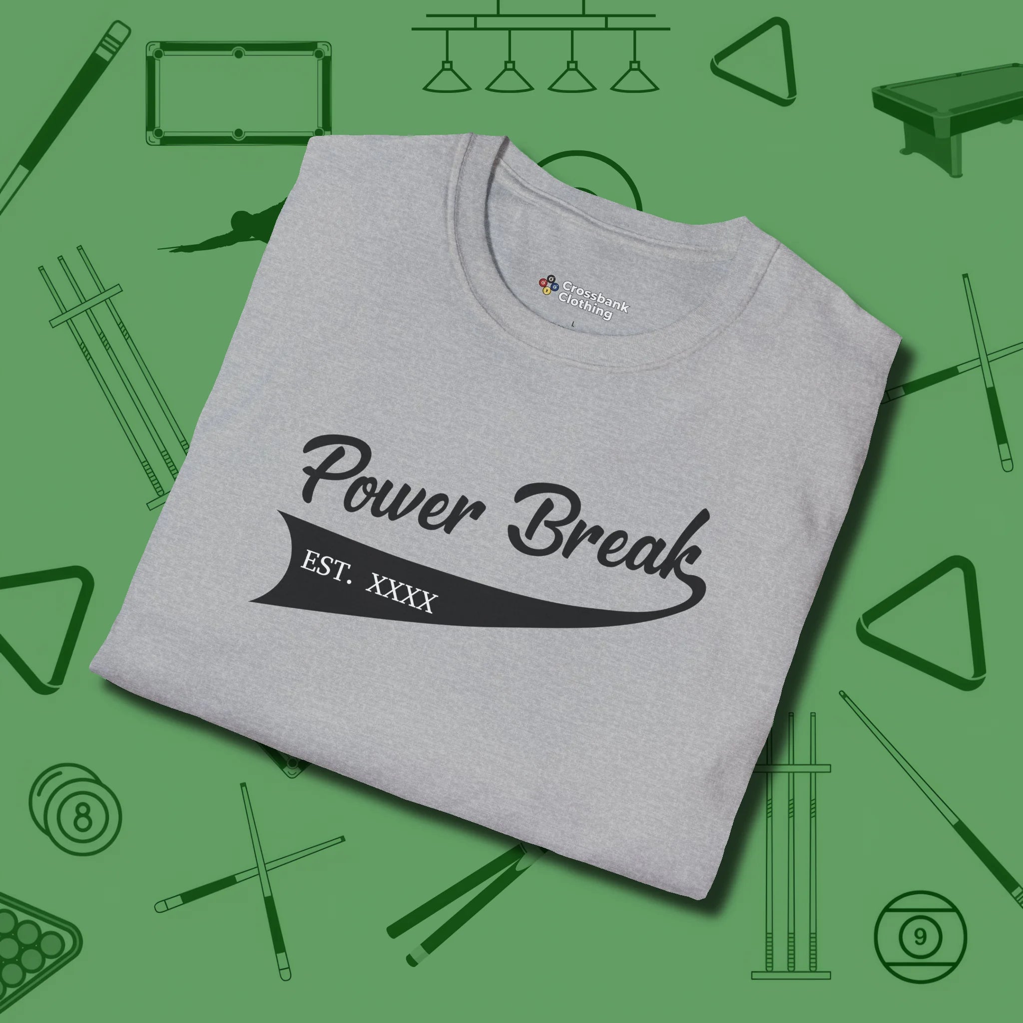 Power Break Customizable Year T-Shirt, folded view, in Sport Grey attitude built for the long haul