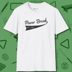 Power Break Customizable Year T-Shirt, front view, in White tough like your favorite break cue