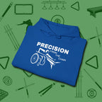 Precision from the Chair Wheelchair Hoodie, folded view, in Royal strike fear with swagger and precision