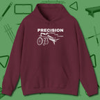 Precision from the Chair Wheelchair Hoodie, front view, in Maroon your go-to shirt for league night victories