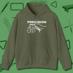 Precision from the Chair Wheelchair Hoodie, front view, in Military Green perfect for players with quiet fire