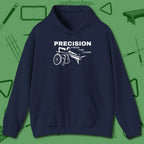 Precision from the Chair Wheelchair Hoodie, front view, in Navy an extension of your pool persona