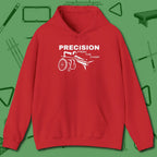 Precision from the Chair Wheelchair Hoodie, front view, in Red your secret weapon off the table